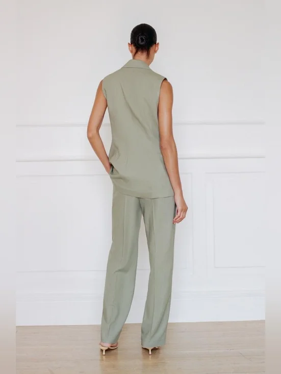 LINEN LONG VEST WITH STRAIGHT LEG LINEN PANTS SIZE XS/S - Picture 3 of 13